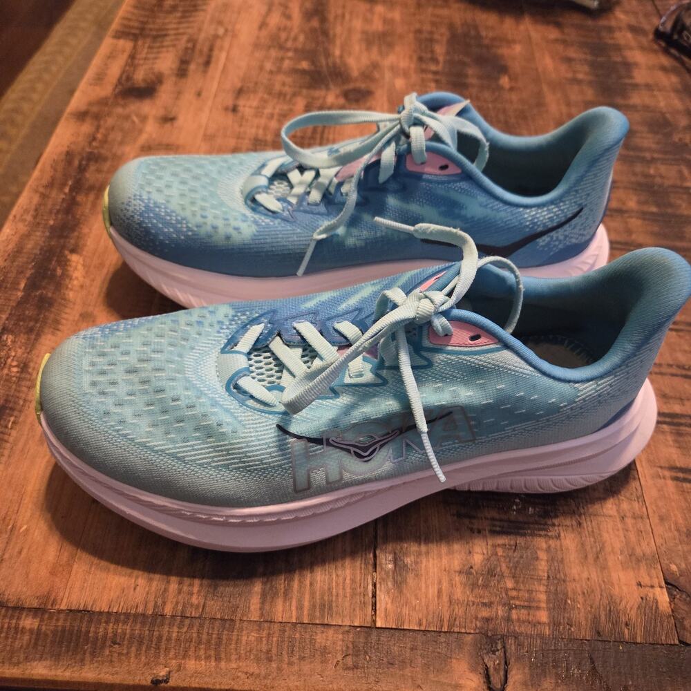 Hoka Mach 6 Womens 8.5B Cloudless Waterpark Blue 1147810 CSSW No Insoles